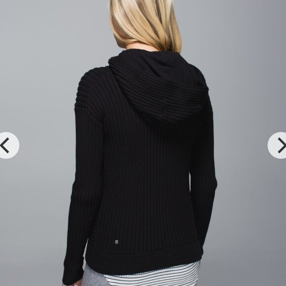 Lululemon - sz 8 - Embrace Hoodie *Knit in Black, Scuba Style Rib Knit - Picture 3 of 11